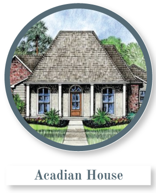 Kabel House Plans In Denham Springs, Creole Acadian House Plans